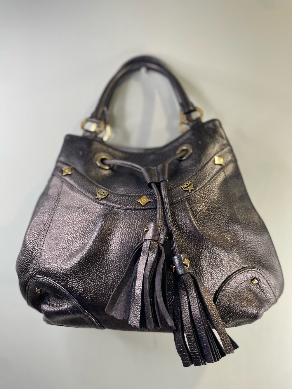 MCM Heritage Drawstring calfskin bag